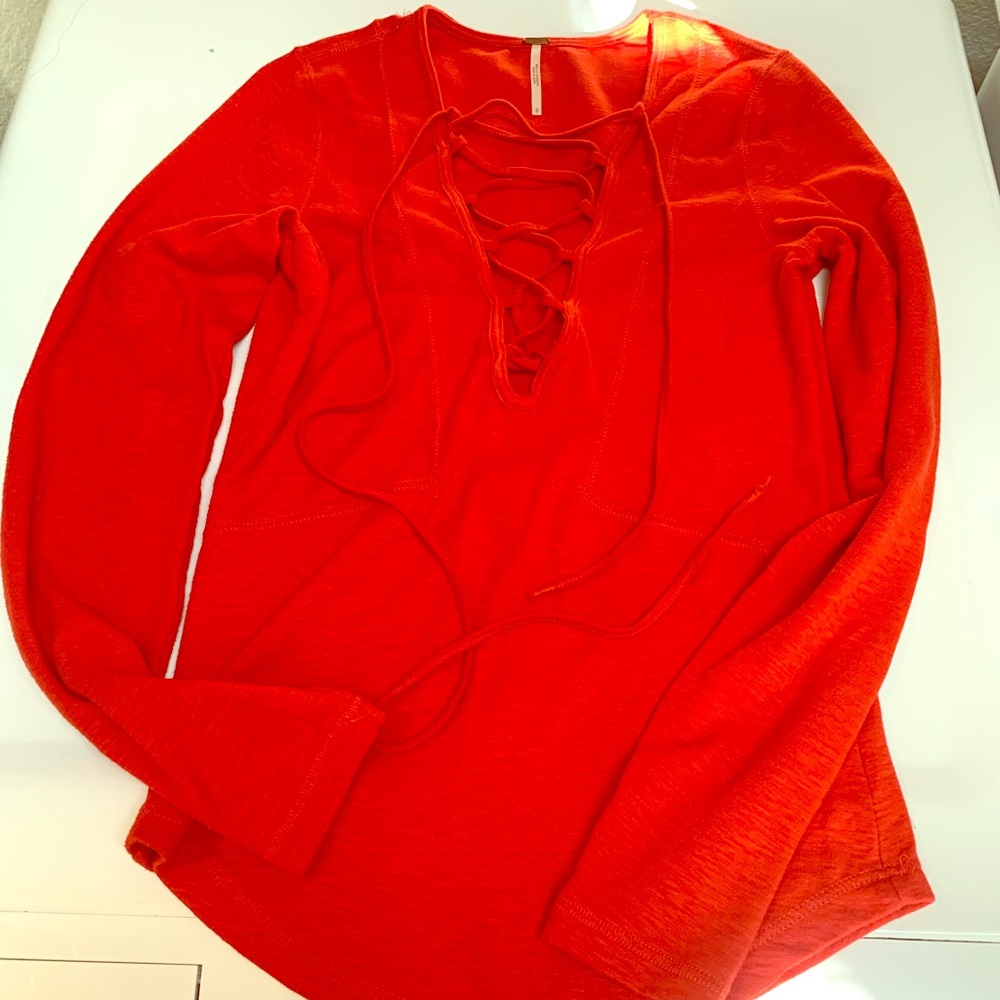 Free People M red jersey top